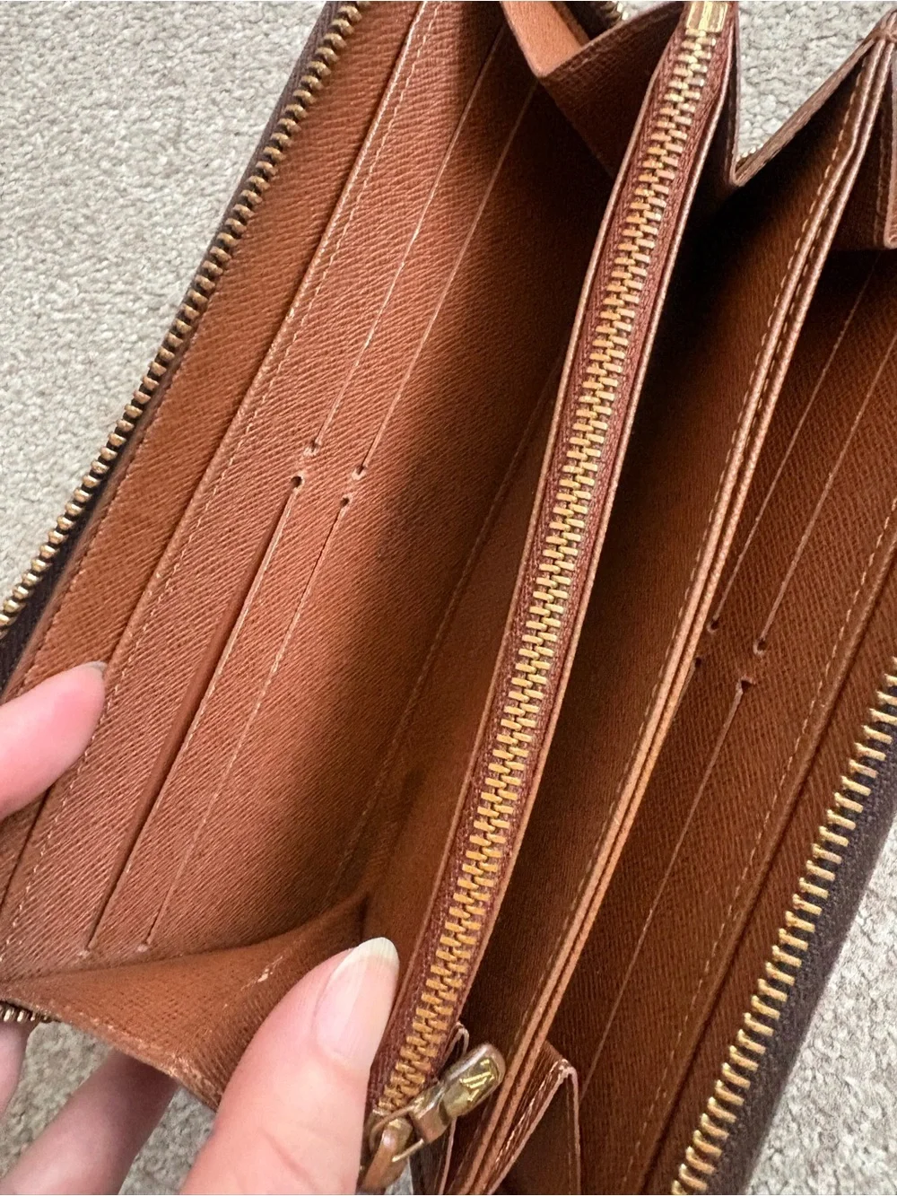 Authentic Louis Vuitton Monogram Zippy Wallet Brown Zip Around Long Wallet